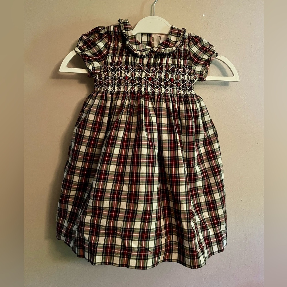 Janie and Jack Plaid Kids Dress - Red, Green, White